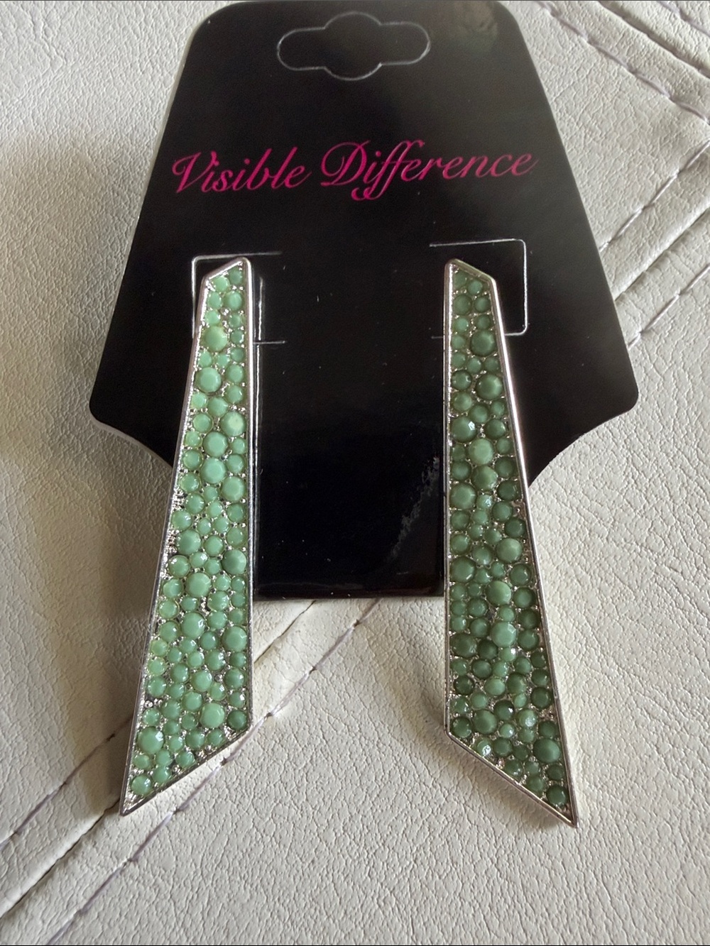 Mint Green Geometric Drop Earrings